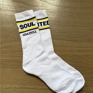 SoulCycle White and Yellow Athletic Socks